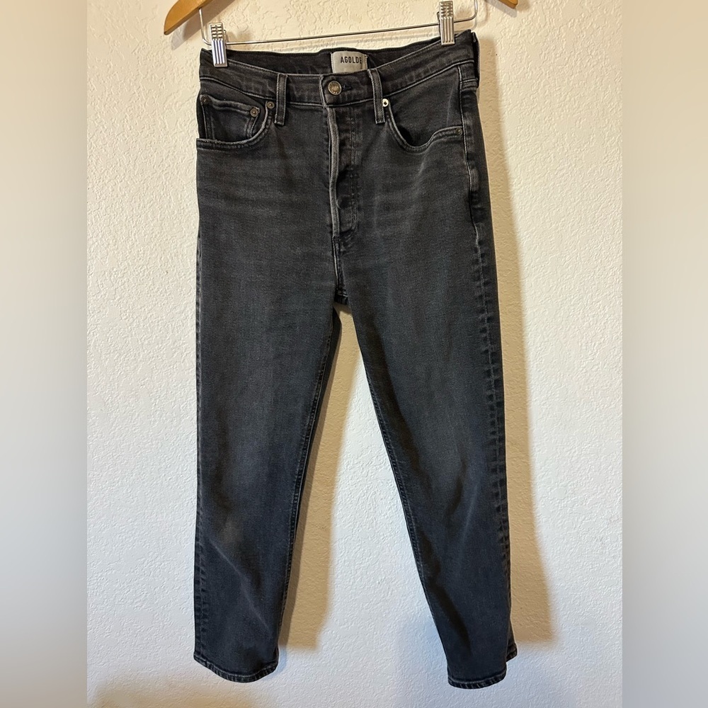 Agolde Riley Crop in Dark Charcoal Wash Dark Grey - Size 27
